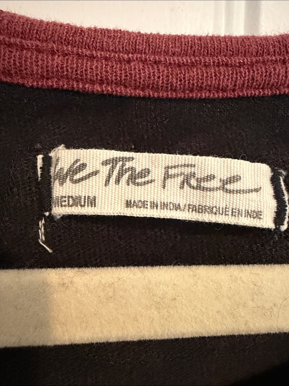 We The Free Black Long Sleeve Top with Red Trim and Tan Elbow Patches - Picture 3 of 4